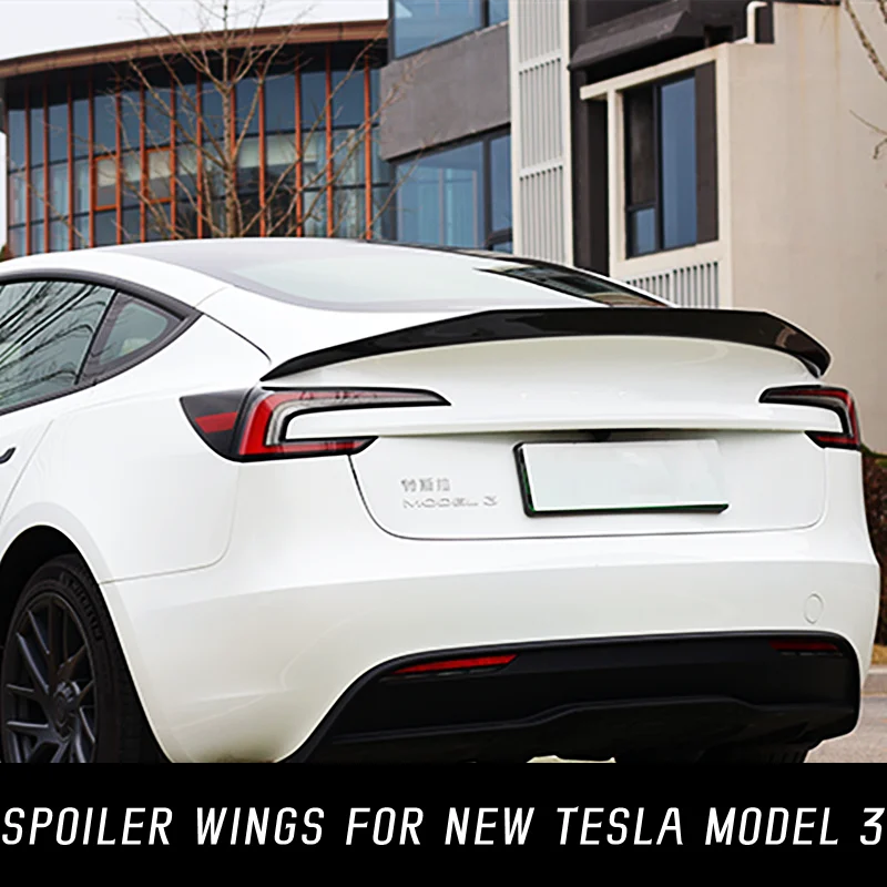 

For New Tesla Model 3 2024 Real Carbon Fibe Rear Trunk Lid Duck Spoiler Wings V Style Car Exterior Tuning Accessories Parts 스포일러