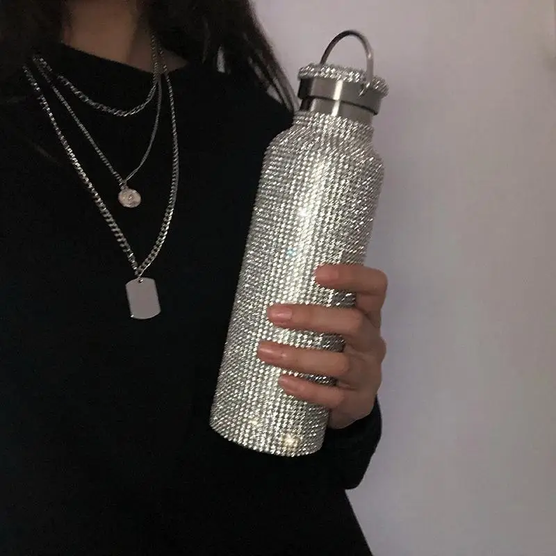 Sparkling High-end Insulated Bottle Bling Rhinestone Stainless Steel Thermal Bottle, Diamond Thermo Silver Water Bottle with Lid
Sparkling High-end Insulated Bottle Bling Rhinestone Stainless Steel Thermal Bottle, Diamond Thermo Silver Water Bottle with Lid