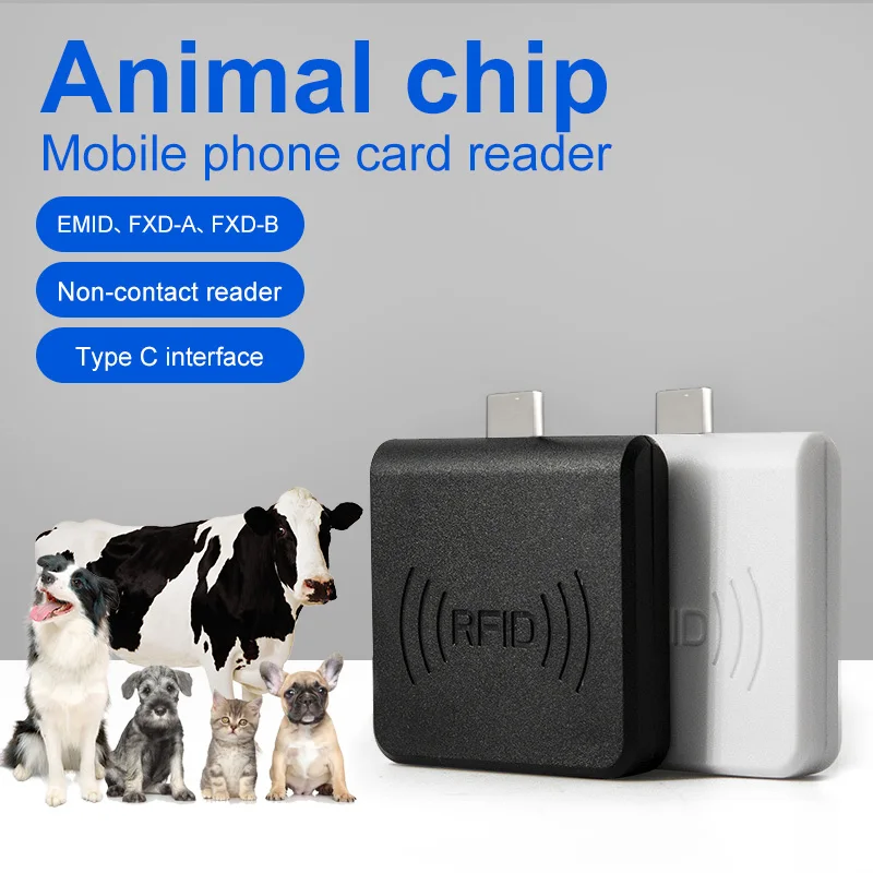 

Mini Type C Interface 134.2Khz RFID EMID FDX-B Animal ID Reader Suitable For Ear Tag Ankle Tag For Cattle Pig Chicken