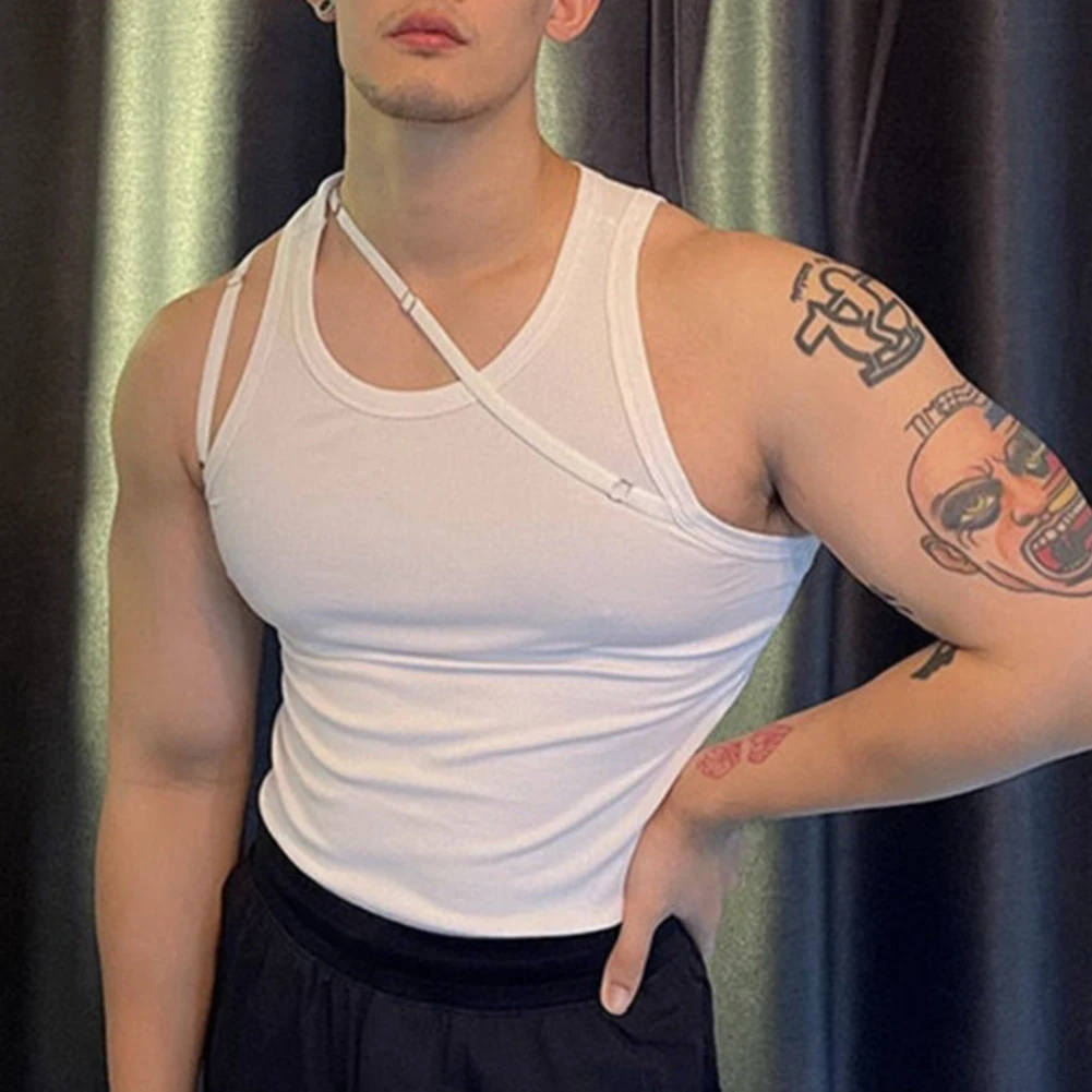 T-shirt Tank Tops Vest Elastic Slim Fit Irregular Strap Mens Sexy Sleeveless Sling Tight Daily Holiday Comfy Male
T-shirt Tank Tops Vest Elastic Slim Fit Irregular Strap Mens Sexy Sleeveless Sling Tight Daily Holiday Comfy Male