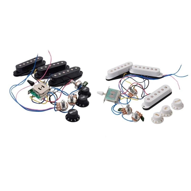 2Pcs Electric Guitar Pickup Wiring Harness Prewired 5-Way Switch Sss Pickup For St Electric Guitar - Black & White
2Pcs Electric Guitar Pickup Wiring Harness Prewired 5-Way Switch Sss Pickup For St Electric Guitar - Black & White