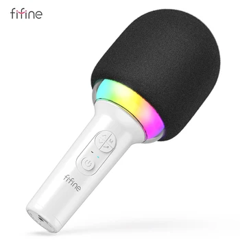 FIFINE 무선 블루투스 호환 가라오케 마이크, 휴대용 스피커 내장, 파티용 노래 마이크