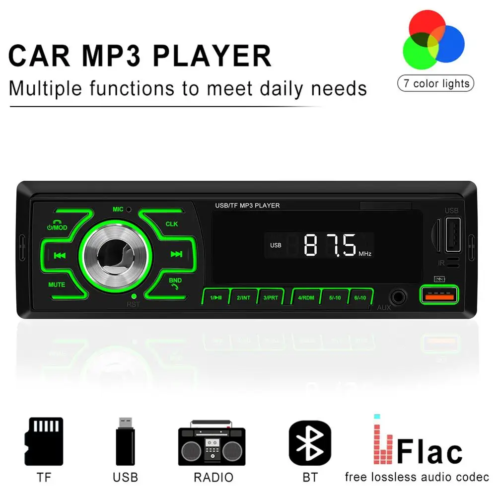 

D3100 Car Radio Single DIN Car Stereo Audio Systems MP3 Player With Handsfree Calling/FM/USB Charge/TF/AUX/EQ