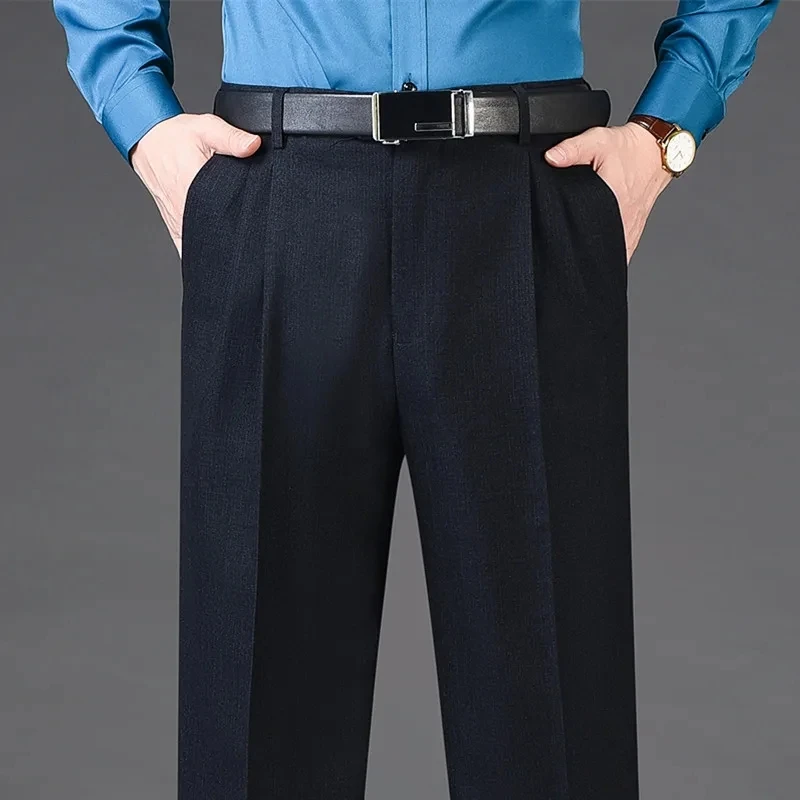 

Size 29-50 52 54 56 Double Pleated High Waist Suit Pants Men Wool Cashmere Winter Autumn Dress Trousers for Male Formal Business