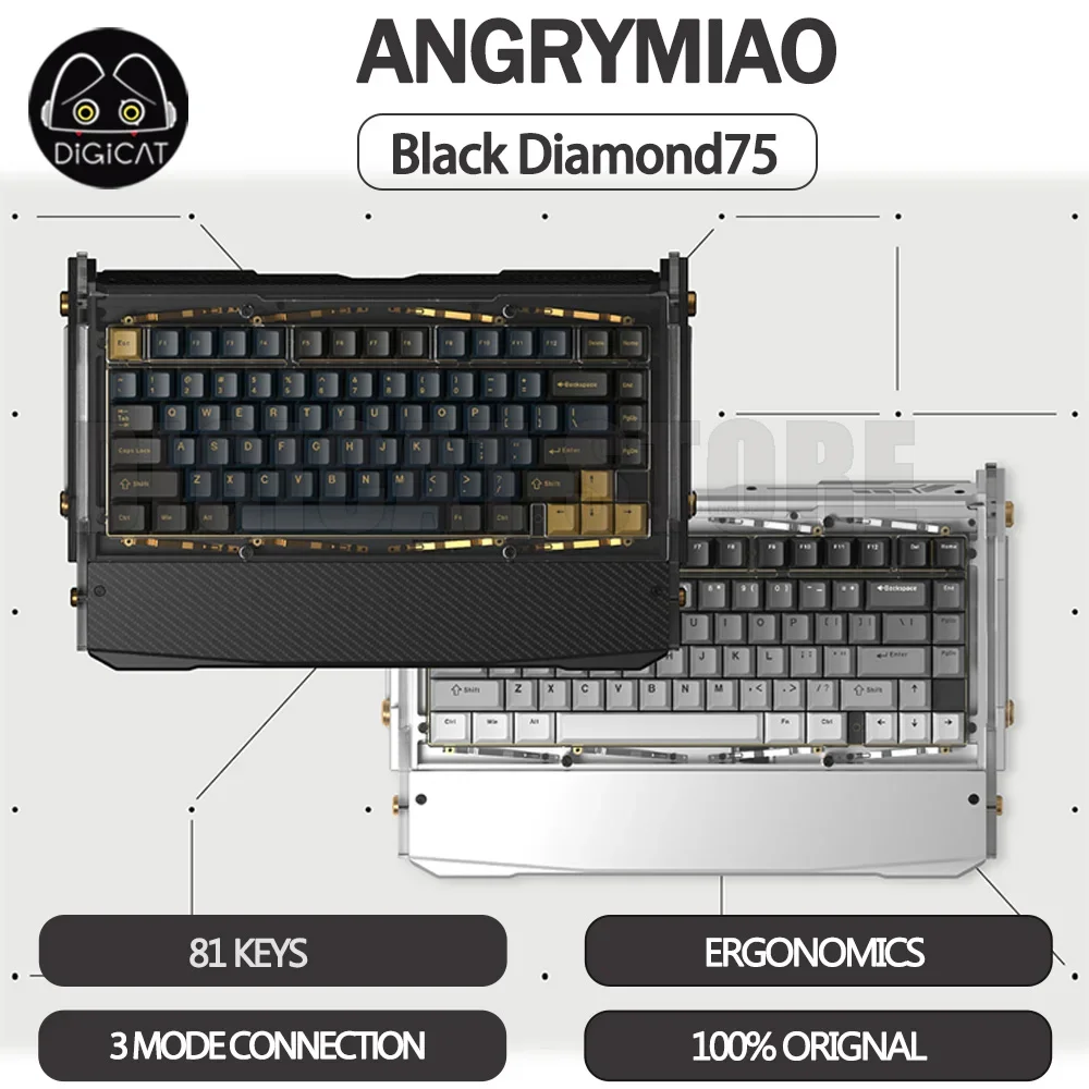 Angrymiao Dry Studio Black Diamond75 Mechanical Keyboard 3 Mode USB/2.4G/Bluetooth Wireless Keyboard Customized Gaming Keyboard
Angrymiao Dry Studio Black Diamond75 Mechanical Keyboard 3 Mode USB/2.4G/Bluetooth Wireless Keyboard Customized Gaming Keyboard