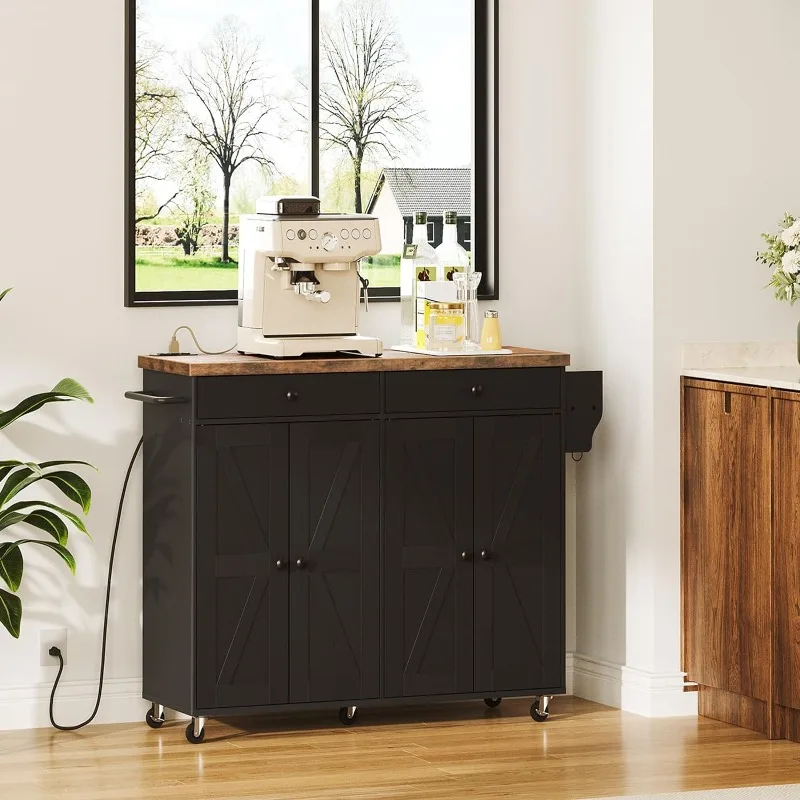 43.3 Inch Kitchen Island with Charging Station, Rolling Kitchen Island with Storage, Kitchen Island Cart with Spice Rack
43.3 Inch Kitchen Island with Charging Station, Rolling Kitchen Island with Storage, Kitchen Island Cart with Spice Rack