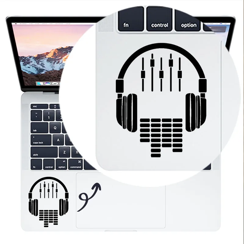 

DJ Headphone Vinyl Laptop Sticker for Macbook Air Pro 13 14 16 Retina 12 15 Inch Mac Mouse Pad Skin PC Notebook Trackpad Decal