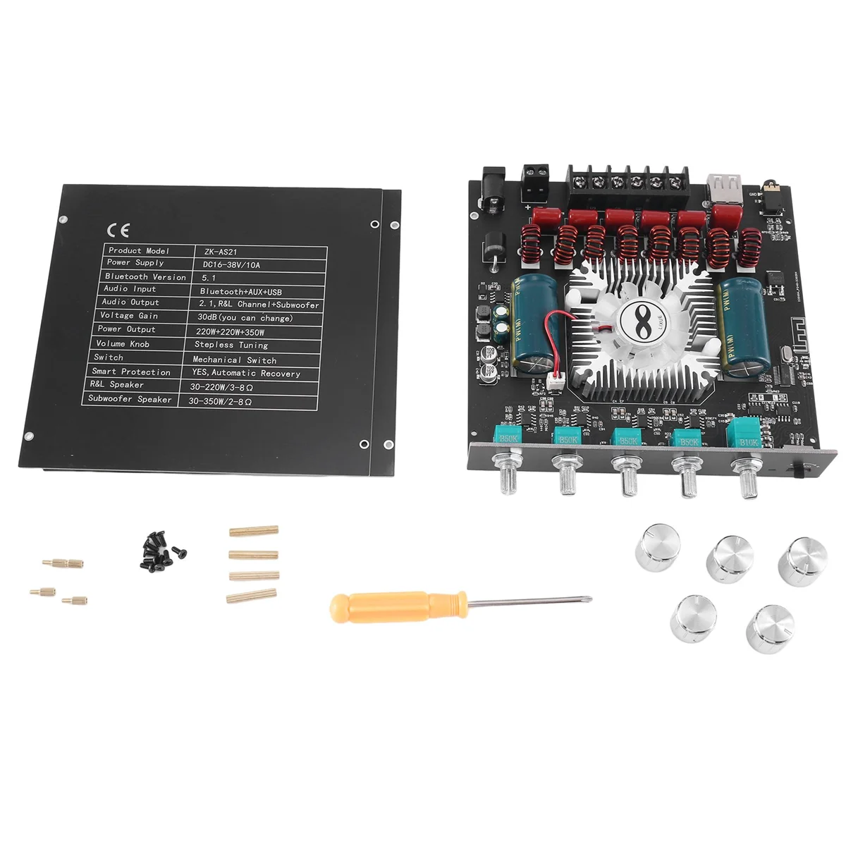ZK-AS21 Digital Bluetooth Audio Amplifier Board Subwoofer 220Wx2+350W 2.1Channel TPA3255 Audio Power Amplifier Module
ZK-AS21 Digital Bluetooth Audio Amplifier Board Subwoofer 220Wx2+350W 2.1Channel TPA3255 Audio Power Amplifier Module
