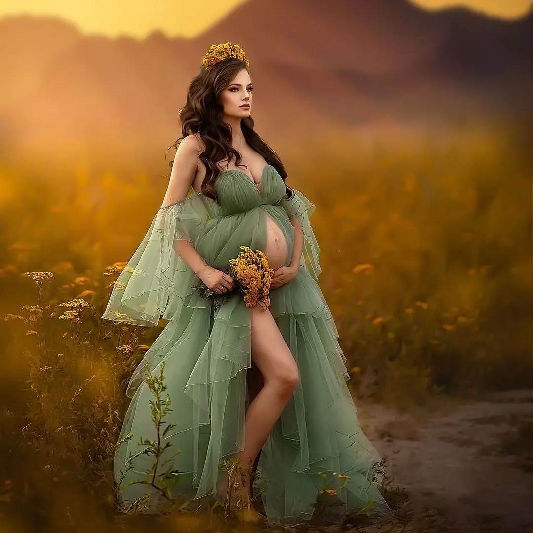 2023 New Prom Dresses for Pregnant Women Front Slit Tulle Maternity Photoshoot Dress Off the Shoulder Romantic Maxi Gown
2023 New Prom Dresses for Pregnant Women Front Slit Tulle Maternity Photoshoot Dress Off the Shoulder Romantic Maxi Gown