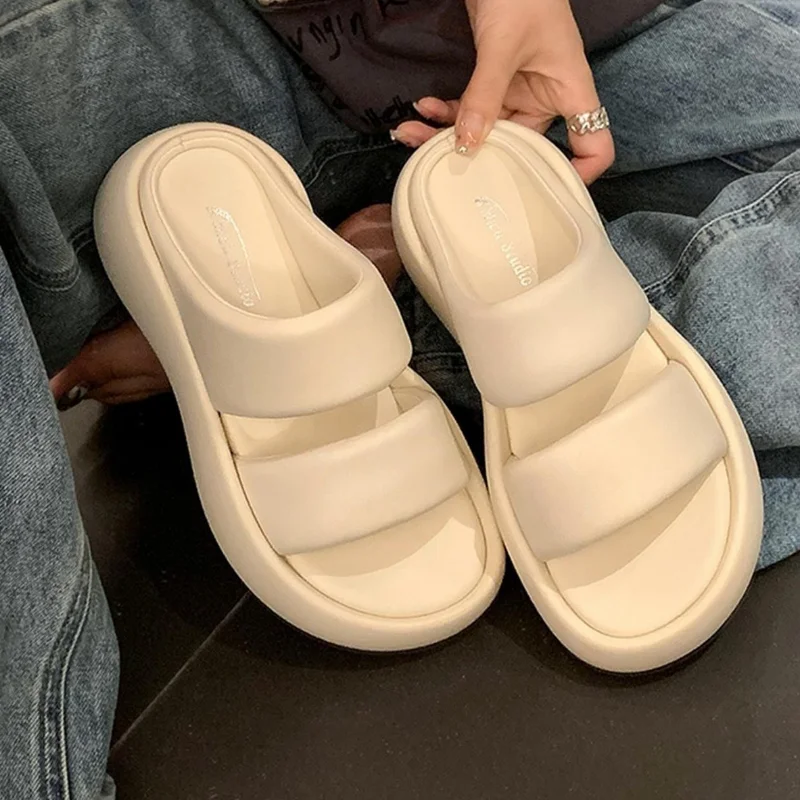 Summer Chunky Slides Open Toe Women Slippers Fashion Outdoor Soft Sole Platform Double Strap Wedges Heeled Lalides Beach Shoes
Summer Chunky Slides Open Toe Women Slippers Fashion Outdoor Soft Sole Platform Double Strap Wedges Heeled Lalides Beach Shoes