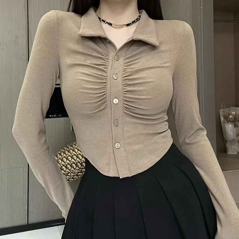 Autumn Korean Sweater Women Long Sleeve Fashion Irregular Pleated Design Sweaters Temperament Woman Knitted Tops 2023
Autumn Korean Sweater Women Long Sleeve Fashion Irregular Pleated Design Sweaters Temperament Woman Knitted Tops 2023
