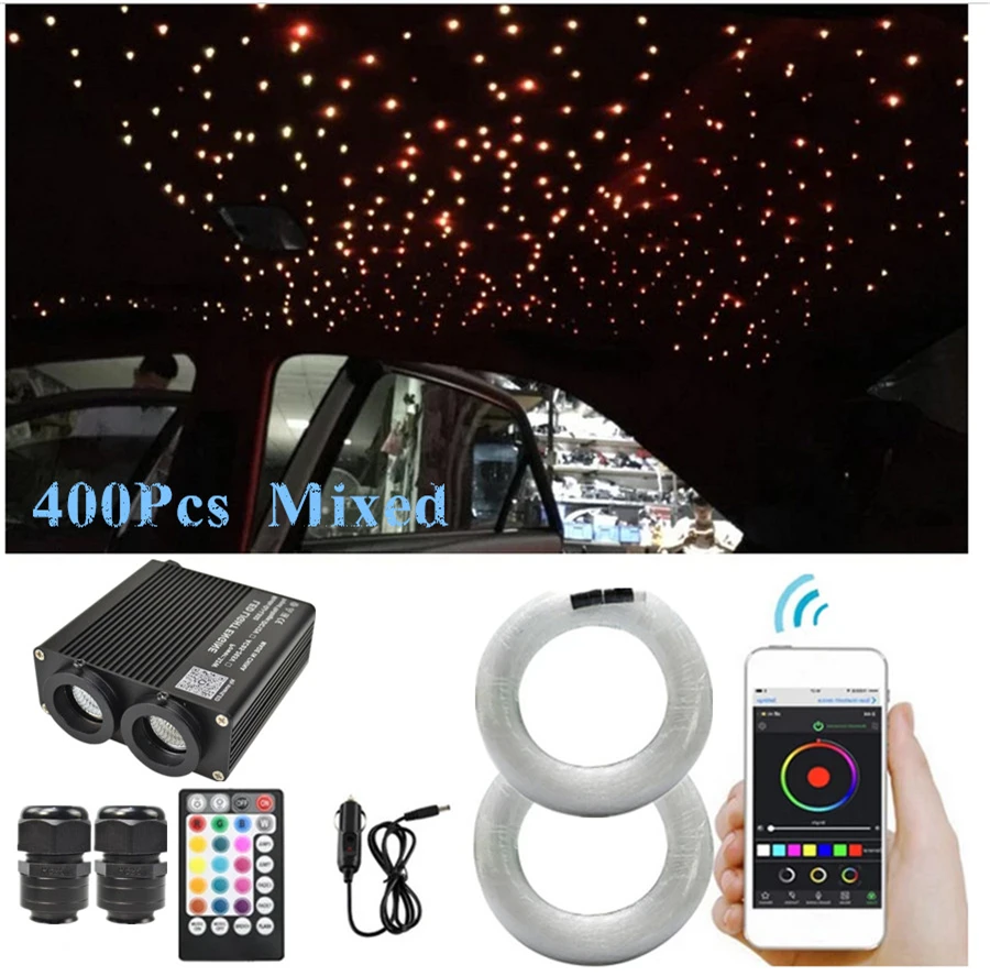 400pcs 12V 32W RGBW LED Car Roof Star Ceiling Light Kit Fiber Optic RF APP Control
400pcs 12V 32W RGBW LED Car Roof Star Ceiling Light Kit Fiber Optic RF APP Control