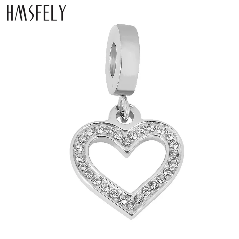 

HMSFELY Stainless Steel Crystal Heart Pendant For DIY Bracelet Necklace Jewelry Making Accessories Bracelets Parts