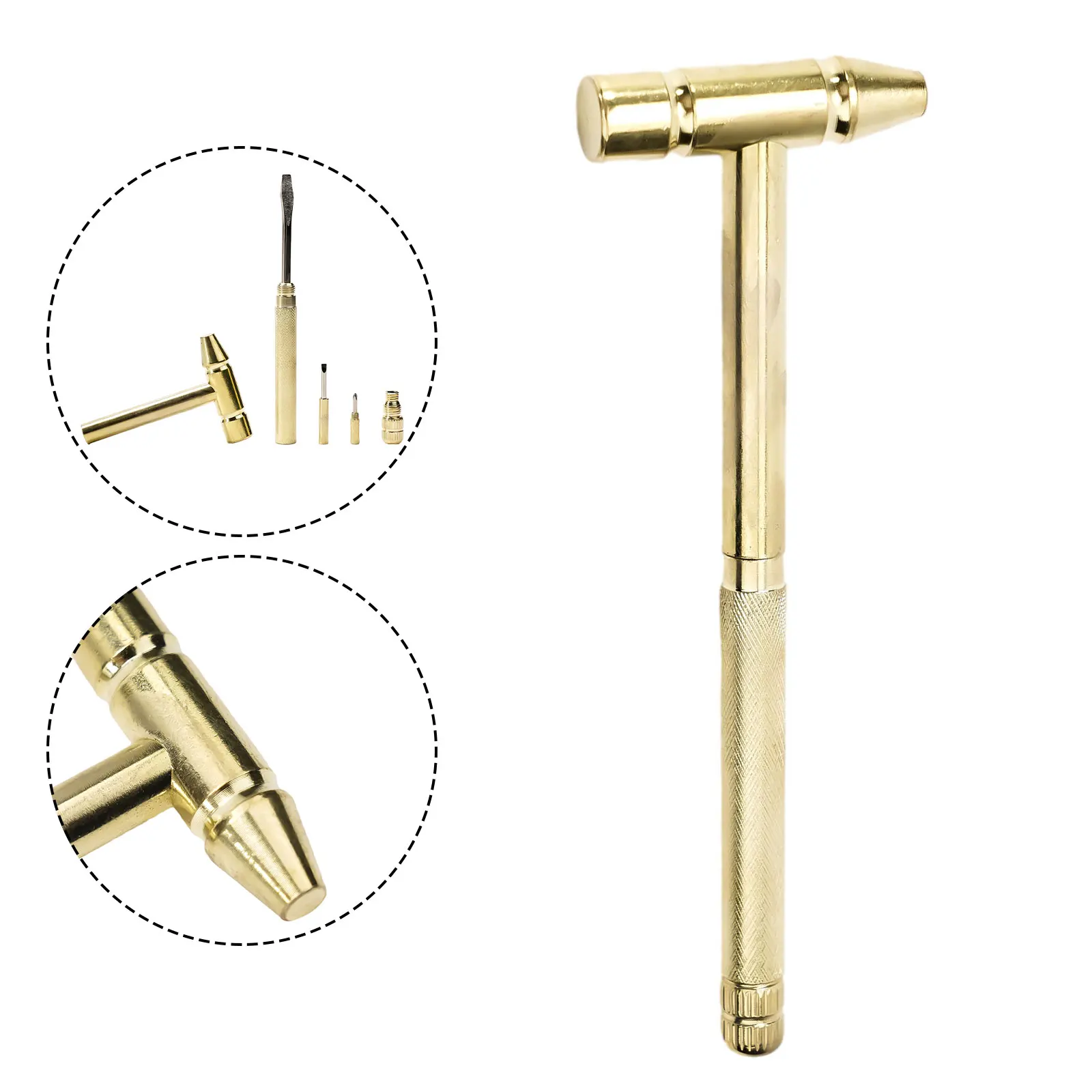 6 In 1 Micro Multifunction Multi-Brass Hammer 3 Kinds Screwdriver Bits Pocket Small Hammer Hand Tools For Jewellers DIY Tools
6 In 1 Micro Multifunction Multi-Brass Hammer 3 Kinds Screwdriver Bits Pocket Small Hammer Hand Tools For Jewellers DIY Tools
