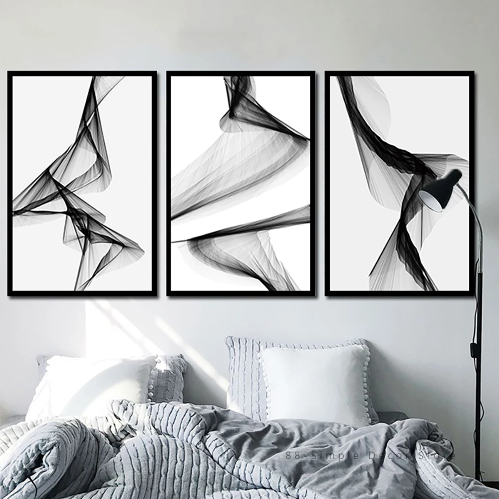 

Nordic Black White Art Wall Art Canvas Painting Posters Prints Abstract Line Picture For Living Room Modern Home Decor Frameless