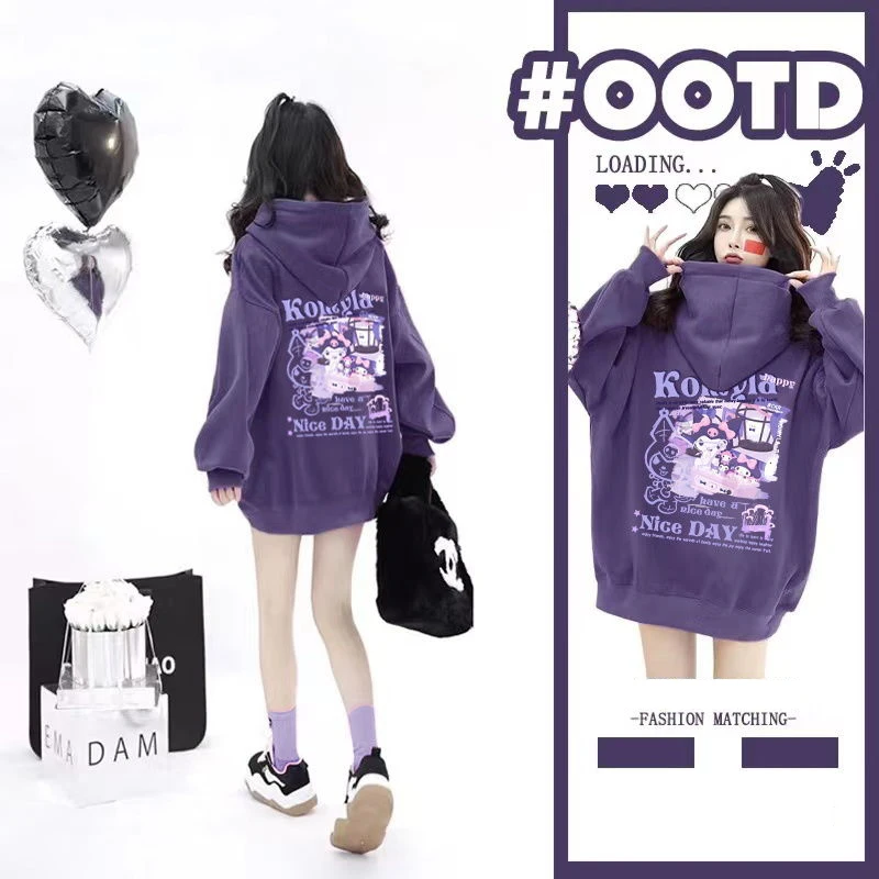 Fashion Sanrio Superstar Kuromi Hooded Long-Sleeved Sweater Regular Thin or Fleeced Thickened Cartoon Tops for Autumn and Winter
Fashion Sanrio Superstar Kuromi Hooded Long-Sleeved Sweater Regular Thin or Fleeced Thickened Cartoon Tops for Autumn and Winter