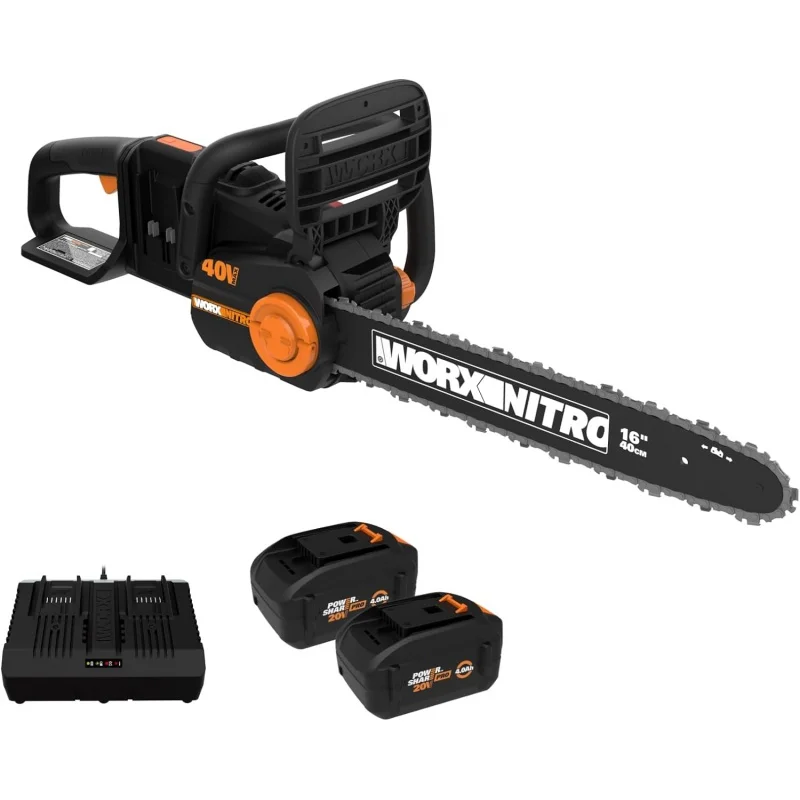 

Worx Nitro 40V 16" Cordless Chainsaw WG385 Power Share Battery Chainsaw 59 ft/s Chain Speed Dual Safety Protection, Electric Cha