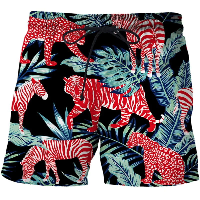 

Animal Forest Tiger Short Pants For Men Women Beach Short 3D Print Sweatpants Unisex Summer New Casual Swim Trunks Clothing