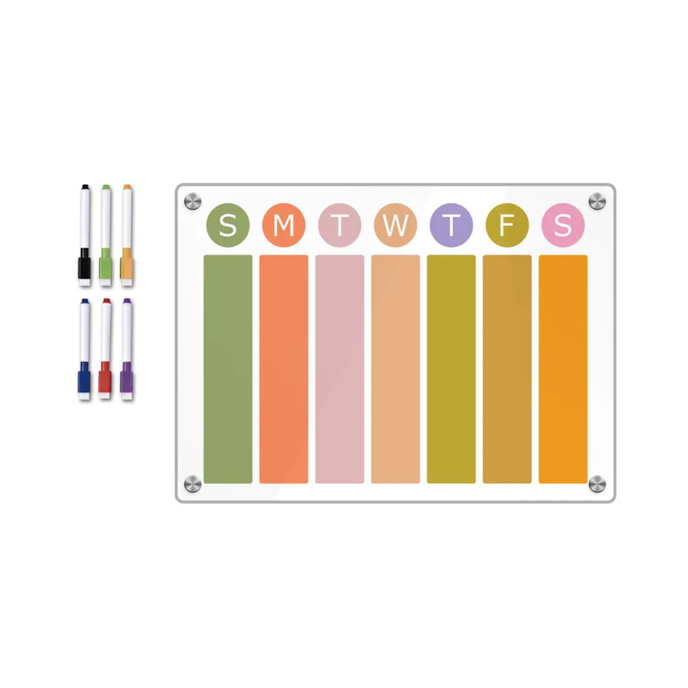 Keep track of your tasks with a transparent acrylic weekly calendar erasable magnetic board easy to clean and maintain
Keep track of your tasks with a transparent acrylic weekly calendar erasable magnetic board easy to clean and maintain