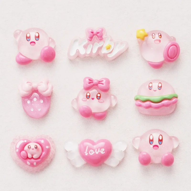 

10pcs Cartoon Anime Star Kirby Translucent Series Angel Cupcake Hamburger Resin Patch DIY Decor Hair Accessories Materials Toys