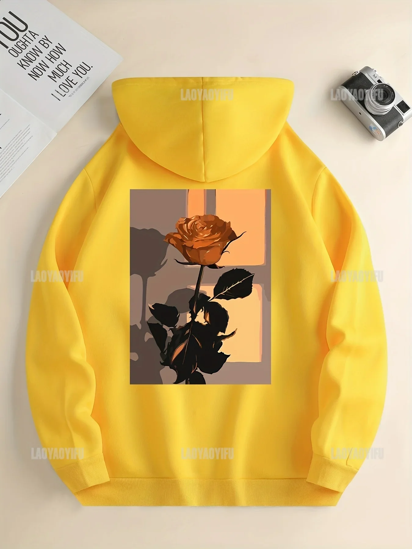 

Rose At Dusk Print Hoodie Men Casual Pullover Hooded Graphic Design Sweatshirt with Kangaroo Pocket for Spring Fall As Gifts