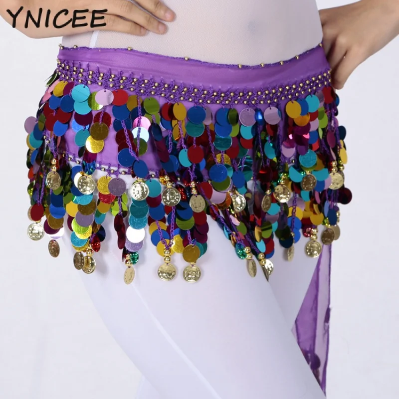 

Women Adjustable Sequins Belly Dance Hip Scarf Adult Tassel Dancewear Tribal Indain Practice Coin Dance Skirt Belt Costume
