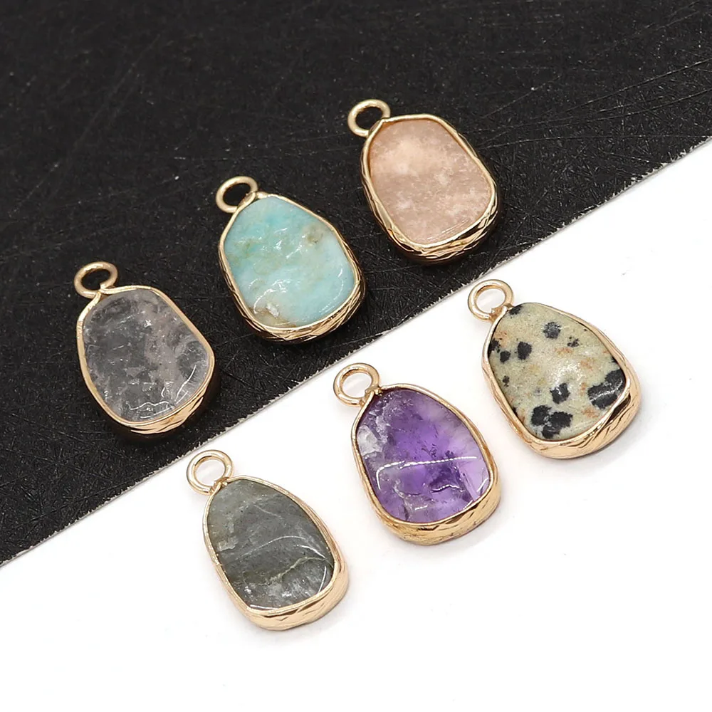 Natural Stone Faceted Speckled Stone Charm 10x20mm Gold Plated Irregular Crystal Pendant Charm Jewelry DIY Necklace Accessories
Natural Stone Faceted Speckled Stone Charm 10x20mm Gold Plated Irregular Crystal Pendant Charm Jewelry DIY Necklace Accessories