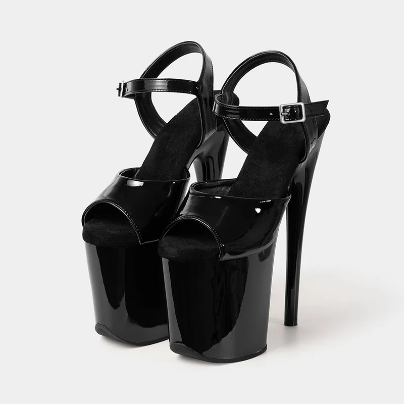 

LAIJIANJINXIA, новинка, 20 см/8 дюймов, черная искусственная кожа, модная Сексуальная экзотическая обувь на высоком каблуке и платформе, женские сандалии, обувь для танцев на шесте