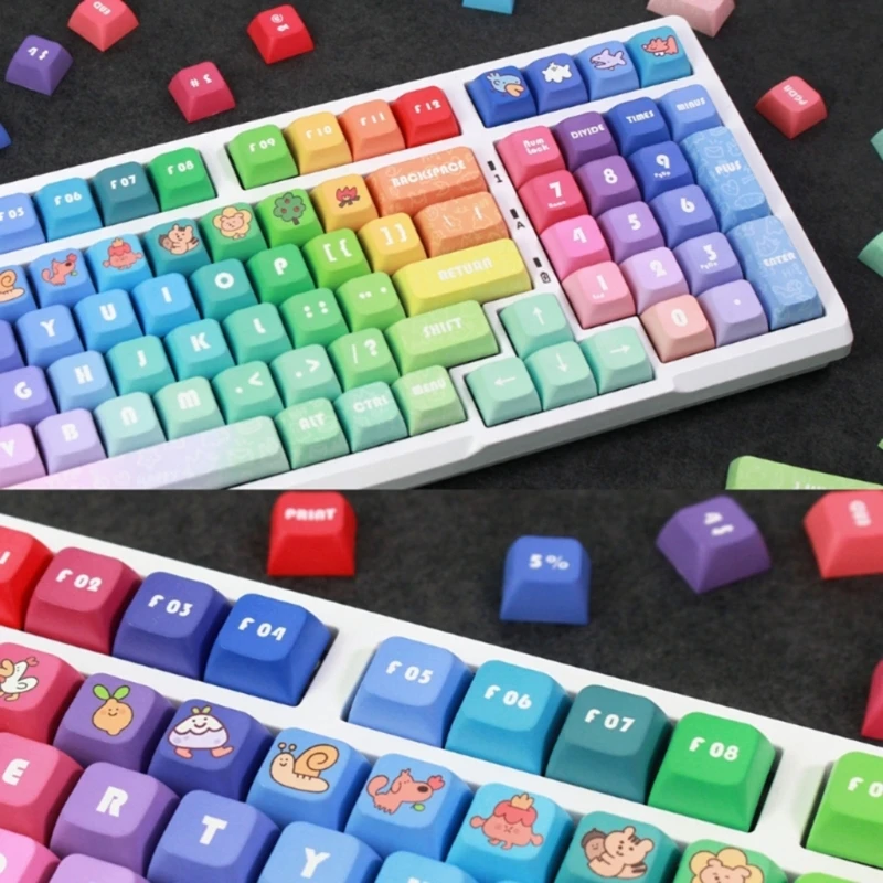 

133Keys Rainbow Keycaps XDA Thick PBT Keycap For 61/87/104/108 Layouts Mechanical Keyboards Keycaps