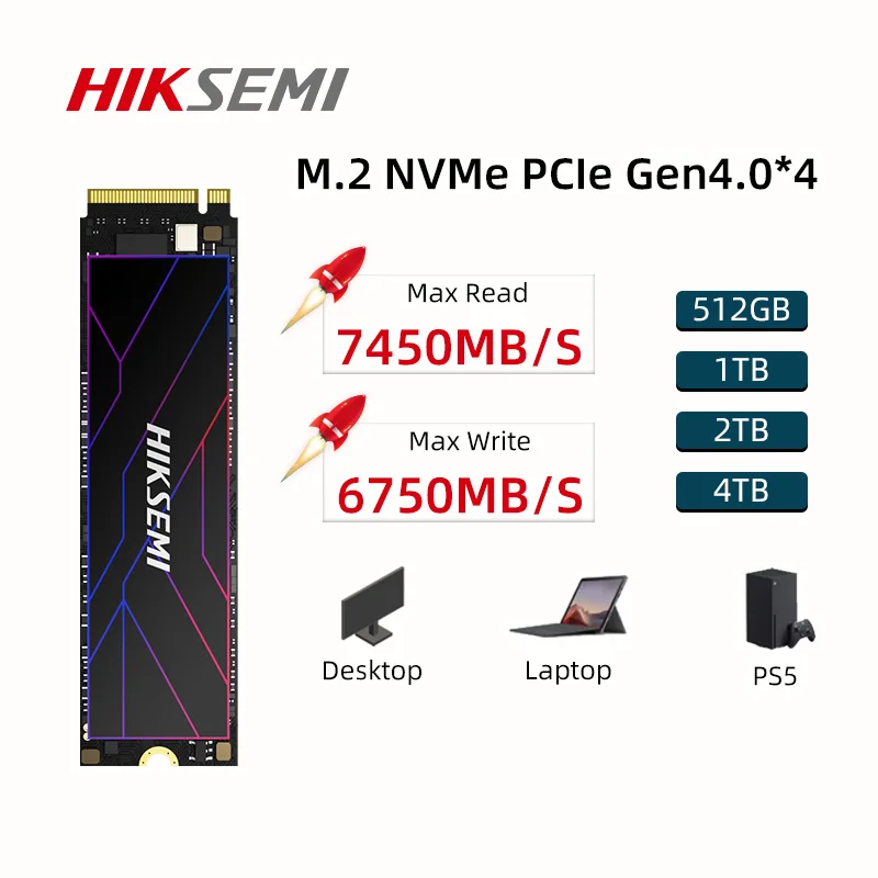 HIKSEMI CC700 Solid State Drive PCIe4.0 NVME M.2 2280 SSD 512GB 1TB 2TB Hard Drive Disk for Laptop
HIKSEMI CC700 Solid State Drive PCIe4.0 NVME M.2 2280 SSD 512GB 1TB 2TB Hard Drive Disk for Laptop