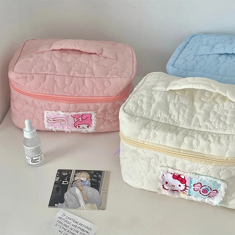 

Sanrio Kawaii Hello Kitty My Melody Cinnamoroll Cosmetic Bags Girly Large Capacity Portable Travel Makeup Storage Toiletry Bag