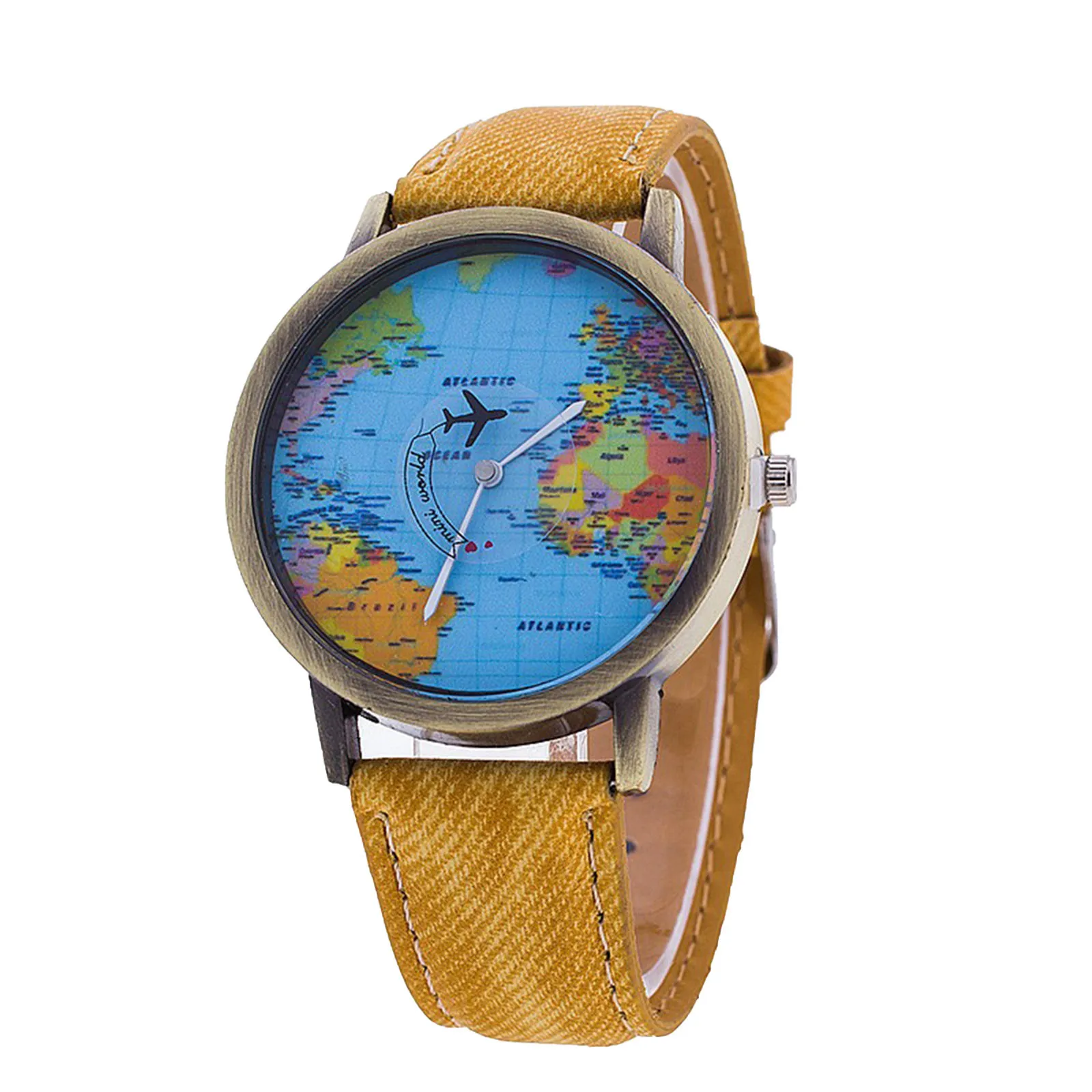 

montre femme relojes para mujer Fashion Retro Belt Quartz Watch Airplane Second Hand Map Watch Unisex часы женские ladies watch