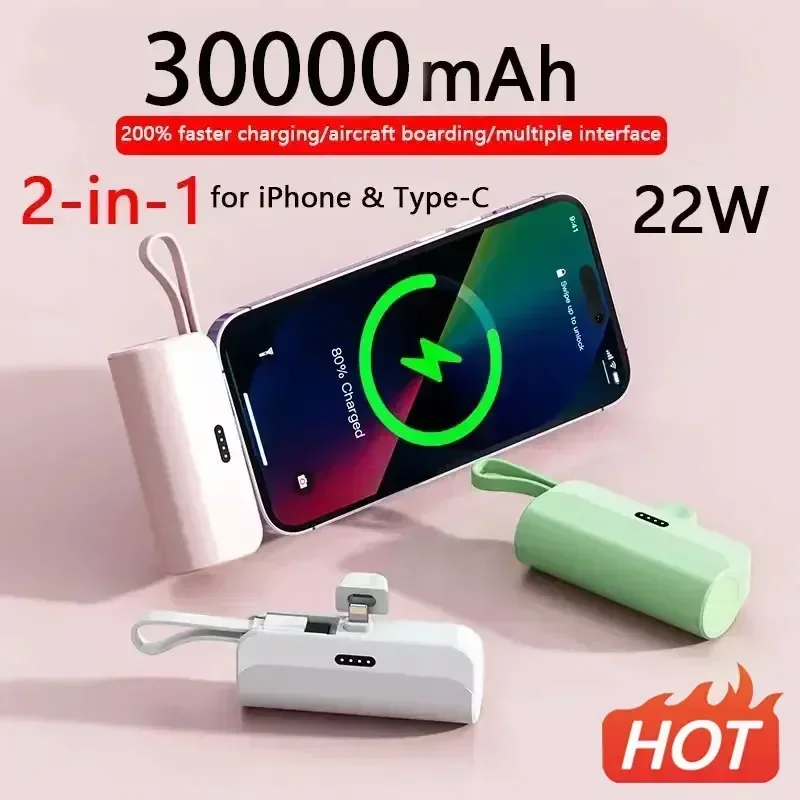30000mAh Mini Portable Power Bank External Battery Plug Play Power Bank Type C Fast Effective Charger for IPhone Samsung Huawei
30000mAh Mini Portable Power Bank External Battery Plug Play Power Bank Type C Fast Effective Charger for IPhone Samsung Huawei