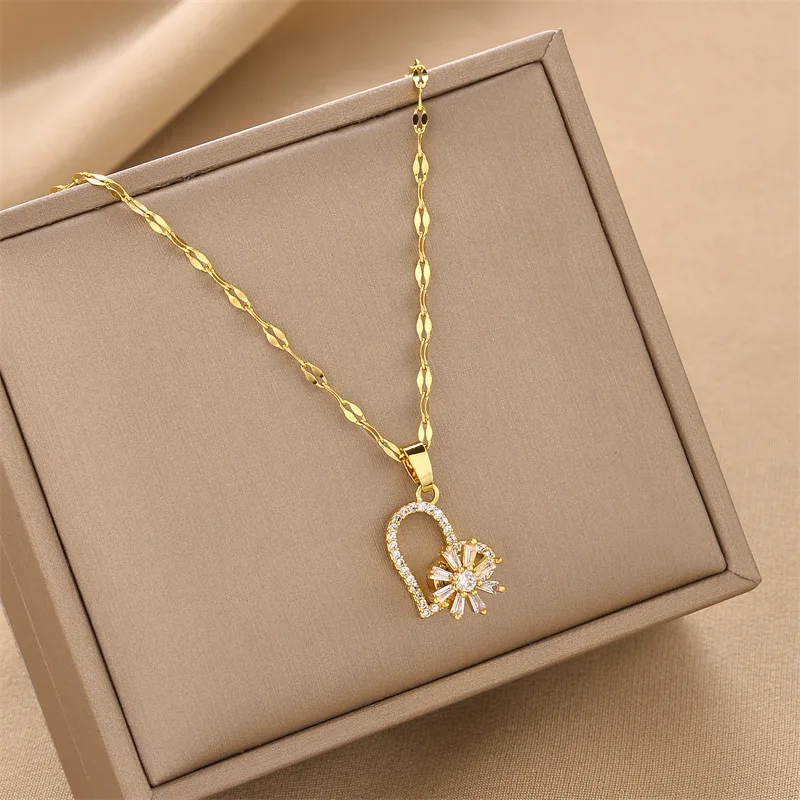 Trendy Cubic Zirconia Rotating Love Pendant Necklace for Couple Girls Women's Gold Stainless Steel Necklaces Fashion Jewelry
Trendy Cubic Zirconia Rotating Love Pendant Necklace for Couple Girls Women's Gold Stainless Steel Necklaces Fashion Jewelry