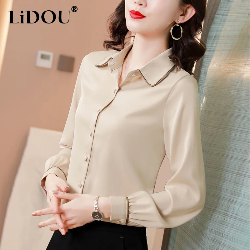 Spring Summer Office Lady Elegant Fashion Solid Bottoming Shirt Women Long Sleeve All-match Top Female Single Breasted Blouse
Spring Summer Office Lady Elegant Fashion Solid Bottoming Shirt Women Long Sleeve All-match Top Female Single Breasted Blouse