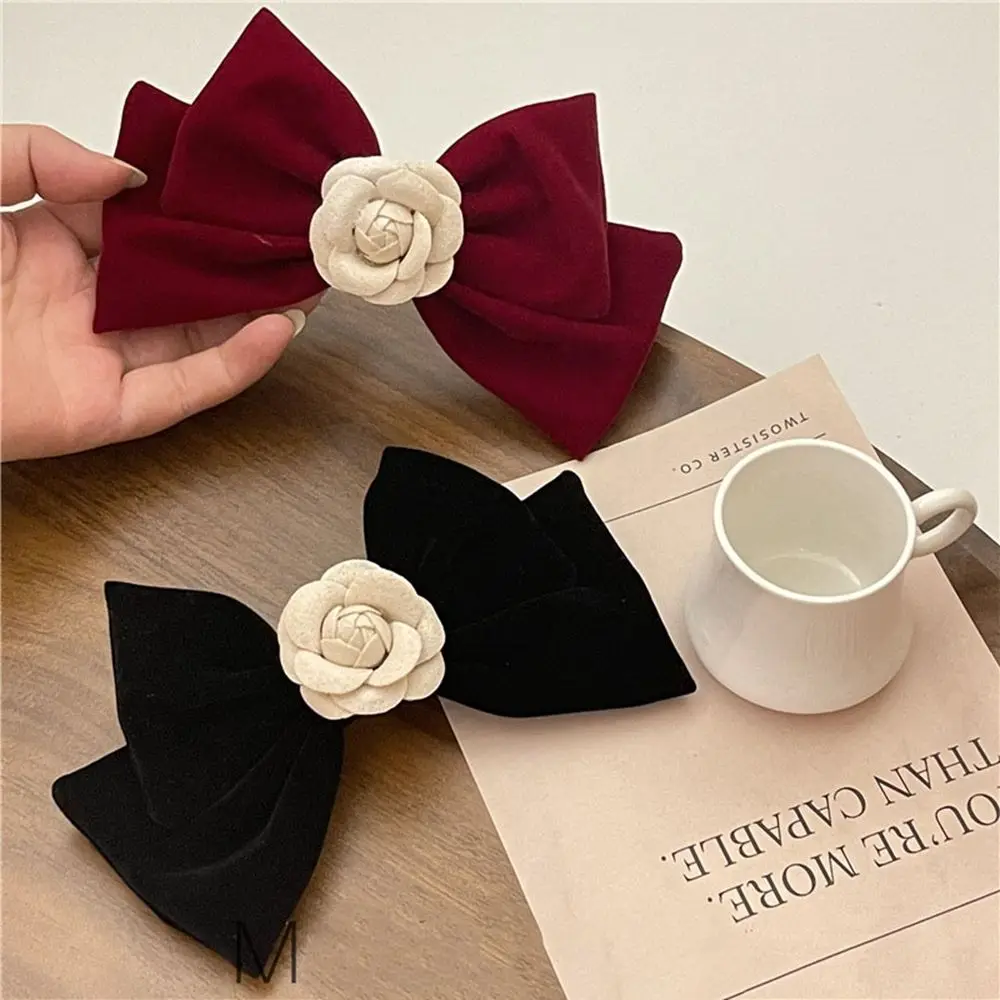 

Women Headwear Bow Knot Wome Hair Accessories Velvet Flower Hairpin Girls Spring Clip Big Bow Hairpin Korean Style Hair Clip