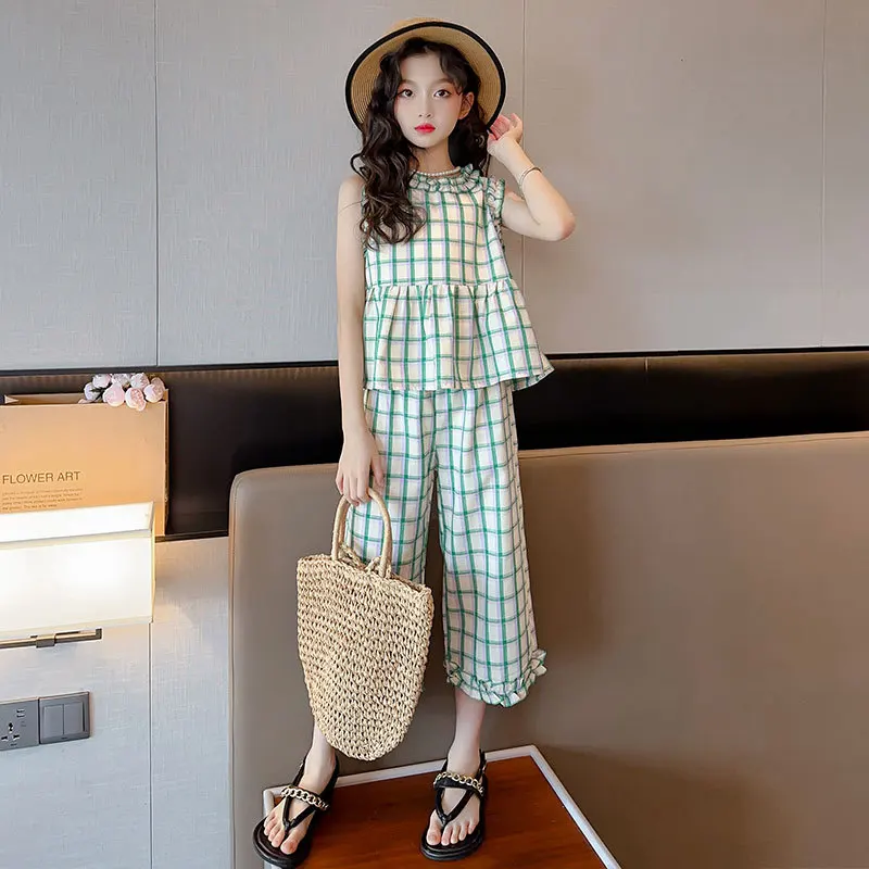 Summer Children's Clothing Sets New Plaid Sleeveless Tops + Shorts 2Pcs Fashion Outfits Baby Kids Clothes Suits 4 6 8 10 11 12 Y
Summer Children's Clothing Sets New Plaid Sleeveless Tops + Shorts 2Pcs Fashion Outfits Baby Kids Clothes Suits 4 6 8 10 11 12 Y