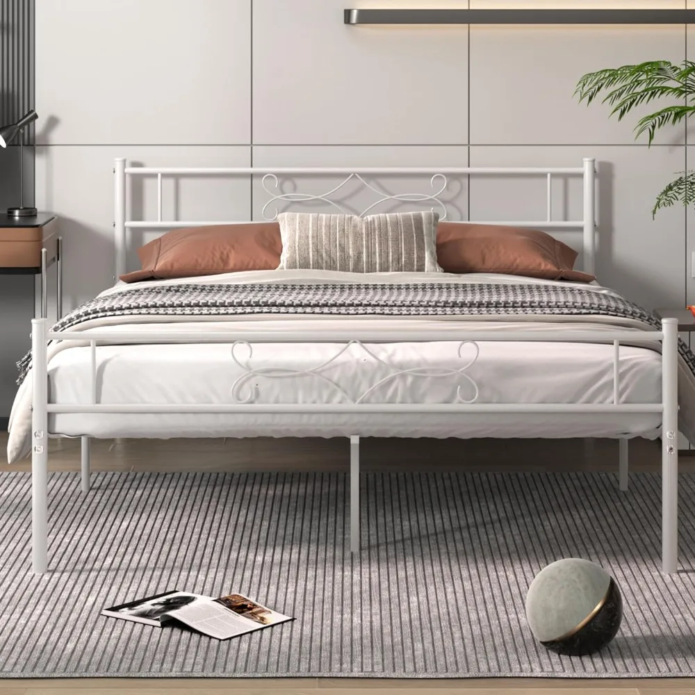 Queen Size Bed Frame with Headboard/Metal Platform Base/Mattress Foundation/Steel Slat Support/No Box Spring Needed 
Queen Size Bed Frame with Headboard/Metal Platform Base/Mattress Foundation/Steel Slat Support/No Box Spring Needed