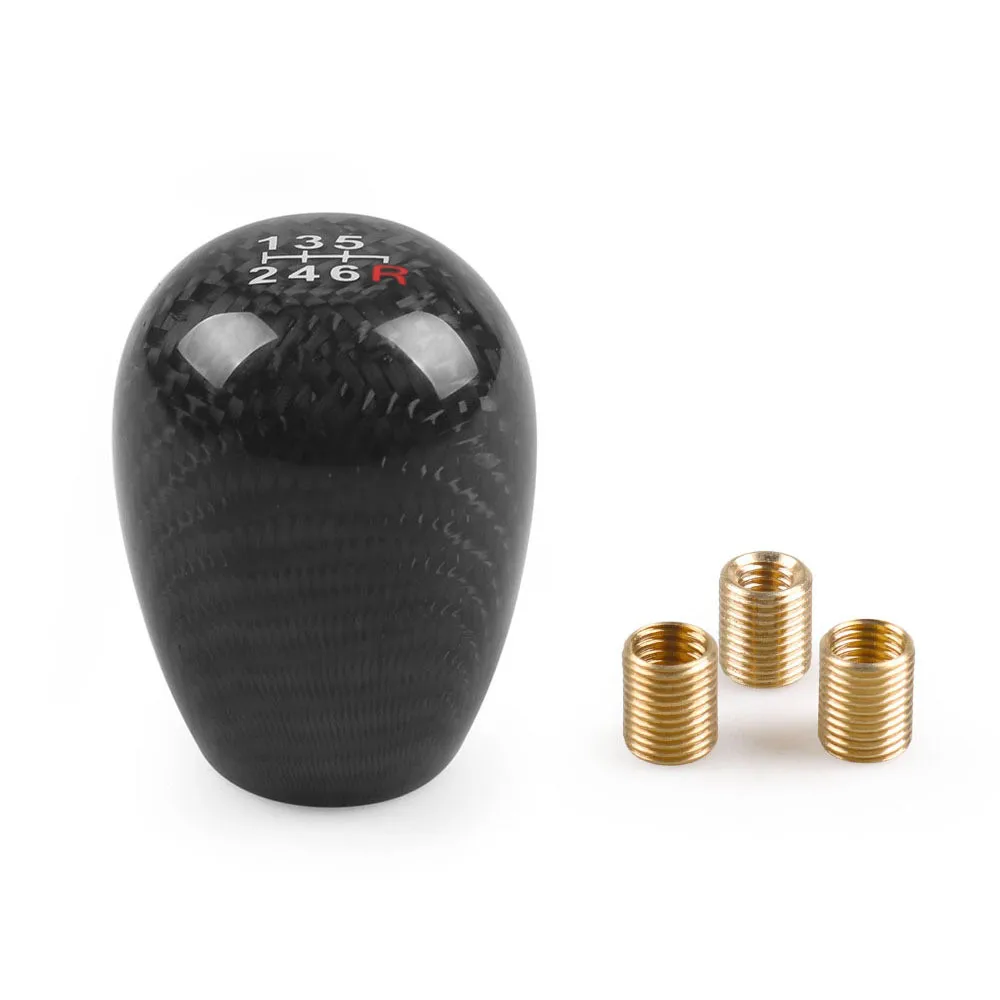 

6 Speed Carbon Fiber Oval Type Car Gear Shift Knob with 3 Adapter Shifter Lever General