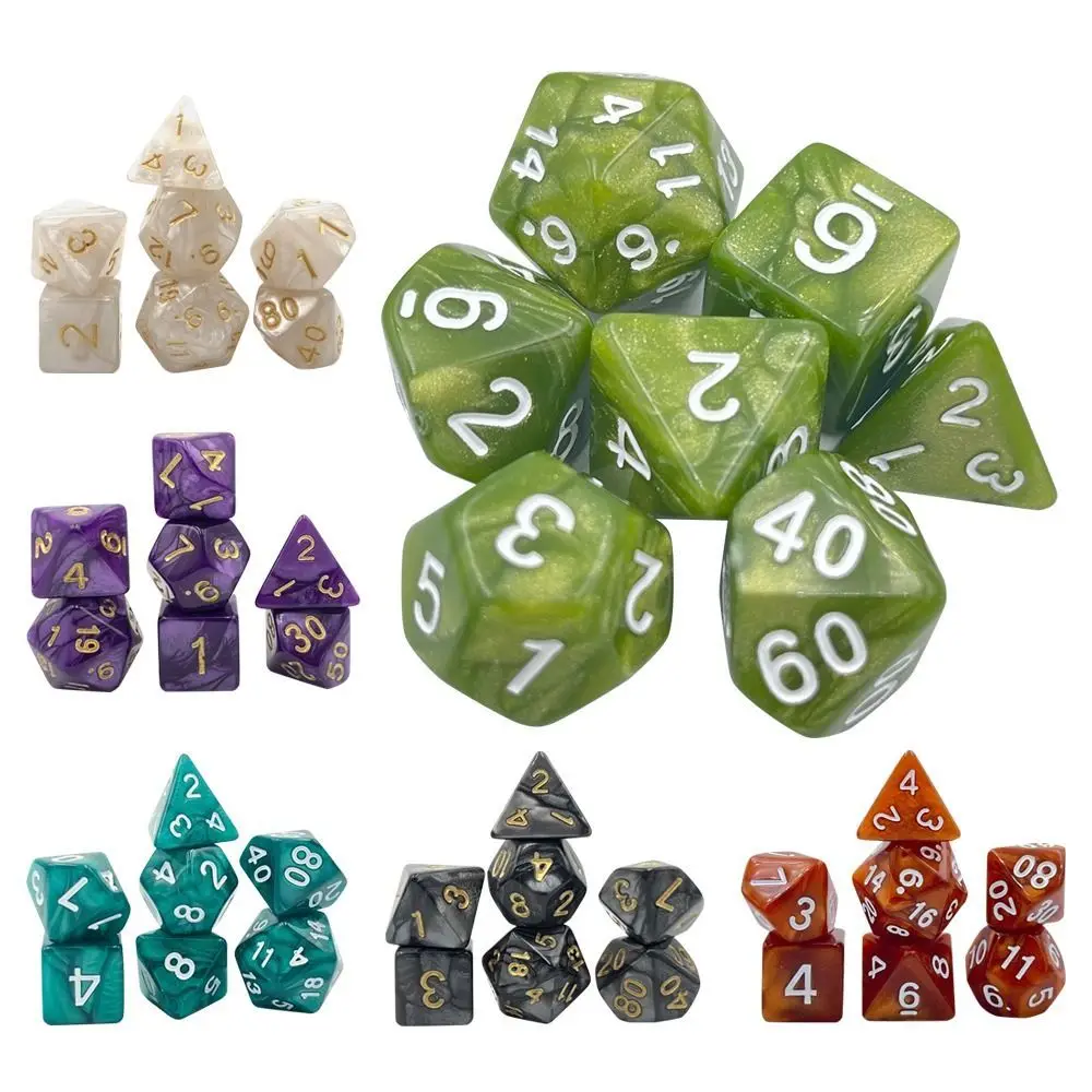 7Pcs/set 7-Die Table Game DND Dice D4 D6 D8 D10 D12 D20 Party Game Polyhedral Dice Acrylic Solid Color Pearl Pattern Game Dice
7Pcs/set 7-Die Table Game DND Dice D4 D6 D8 D10 D12 D20 Party Game Polyhedral Dice Acrylic Solid Color Pearl Pattern Game Dice