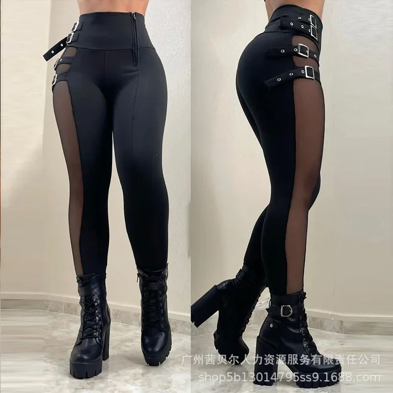 Mesh Patch Buckled High Waist Pants Women Patchwork High Waist Streetwear Sheath Flat Sexy Pockets Pencil Pant Ankle Length Belt
Mesh Patch Buckled High Waist Pants Women Patchwork High Waist Streetwear Sheath Flat Sexy Pockets Pencil Pant Ankle Length Belt