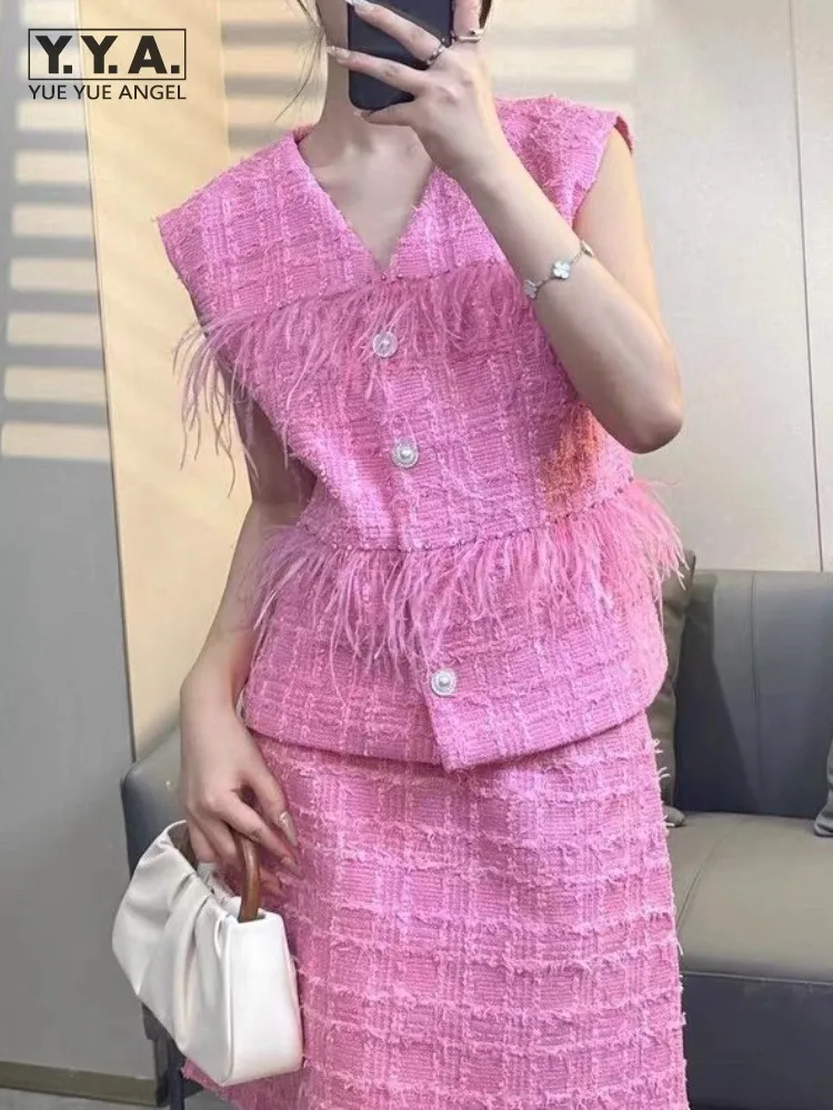 Office Ladies New Spring Summer Tweed Vest A-Line Skirt Two Piece Set Fashion Elegant Women Sleeveless Jacket High Waist Skirts
Office Ladies New Spring Summer Tweed Vest A-Line Skirt Two Piece Set Fashion Elegant Women Sleeveless Jacket High Waist Skirts