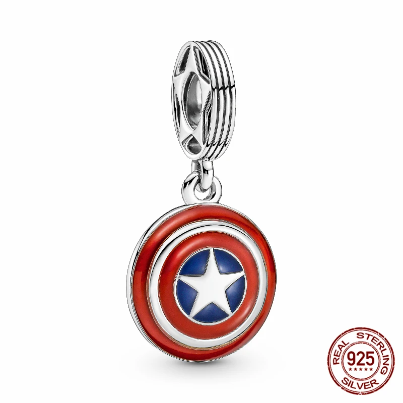 

Disney 925 Sterling Silver Charm Marvel Avengers Captain America Shield Fit Original Pandora Bracelet Beaded Bracelet 2023 New