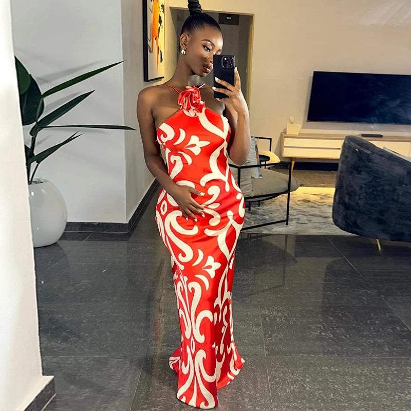 Print Flower Halter Floor Length Dress Women Backless Sleeveless Slim Fit Robes 2024 Summer Fashion Female Vacation Vestidos
Print Flower Halter Floor Length Dress Women Backless Sleeveless Slim Fit Robes 2024 Summer Fashion Female Vacation Vestidos