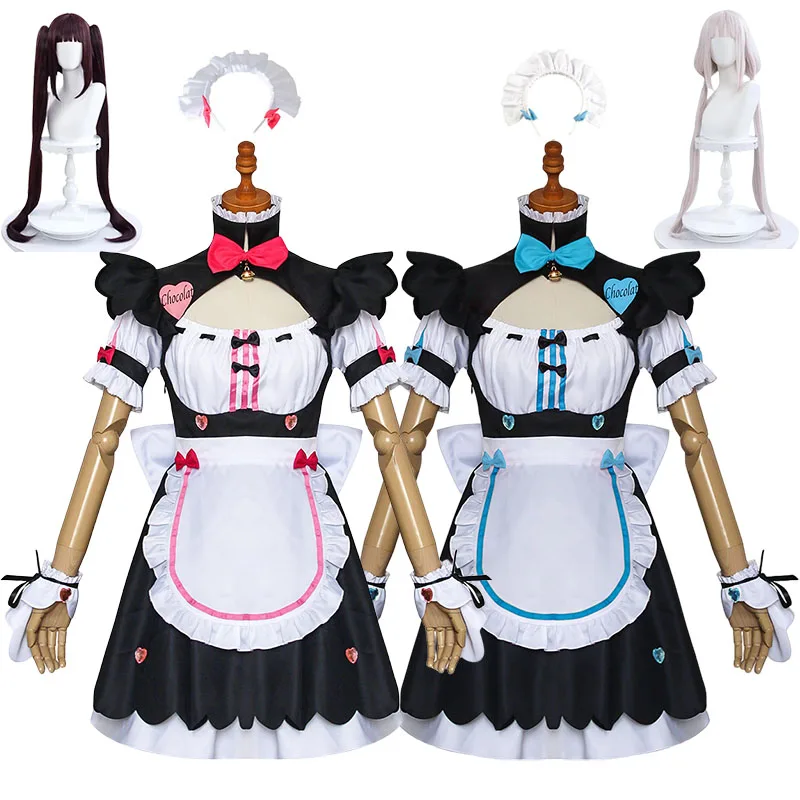 

Anime Nekopara Chocolate Vanilla Cosplay Costume Wig Cat Maid Lolita Dress Cute Girls Women Halloween Carnival Outfits