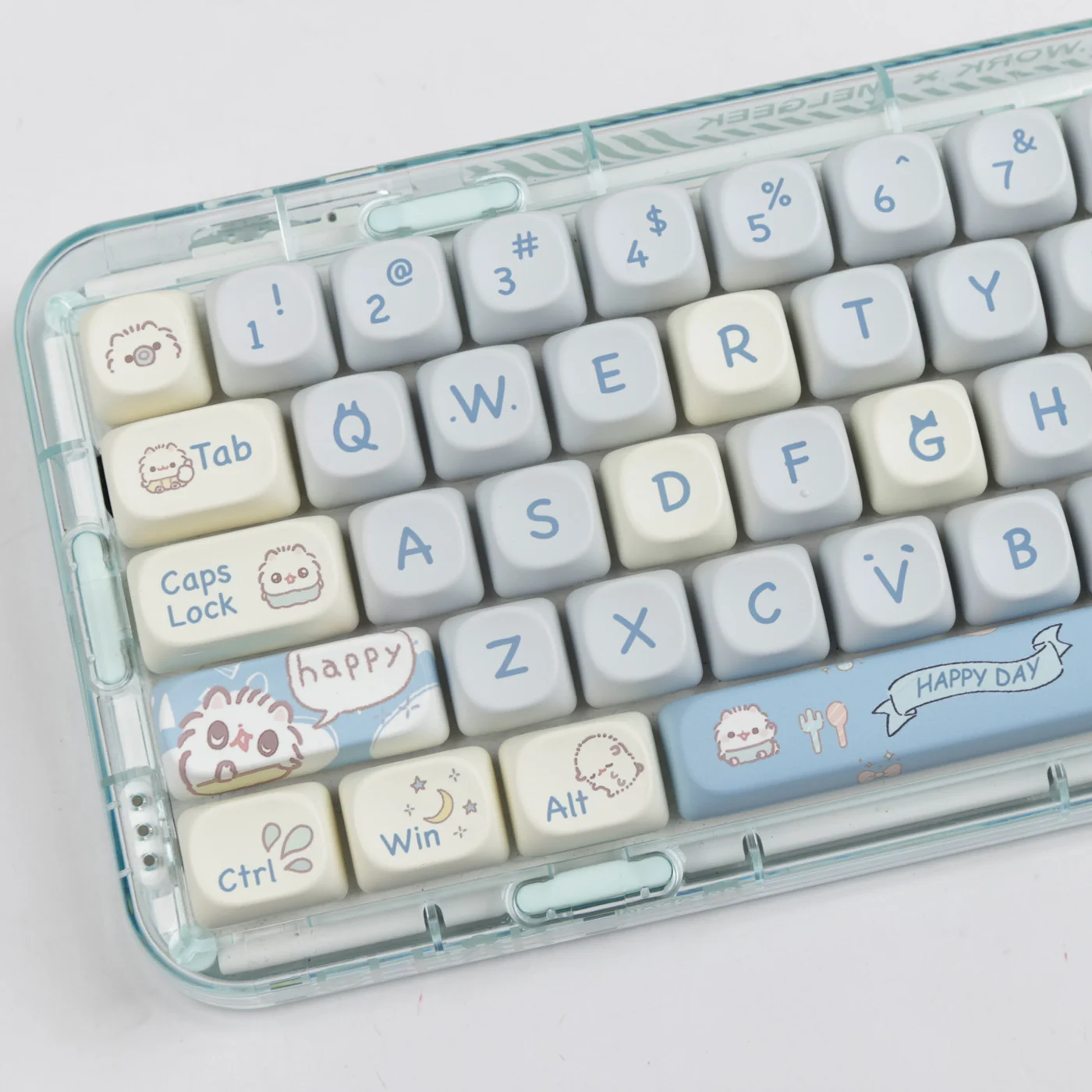 

144 Keys MOA Keycaps Blue Meow Meow theme ball cap PBT Cartoon Keycap sublimation For MX Switch Fit 61/87/104/108 Keyboard 키 캡