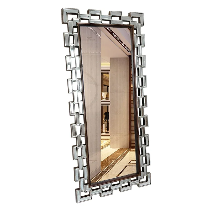 

European classical mirror, full body dressing mirror, home wall hanging, floor fitting mirror, hotel clothing store entrance dec