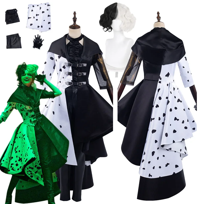 Женский костюм для косплея Cruella, модный костюм черно-белого цвета для выступления Эммы, 2021
Женский костюм для косплея Cruella, модный костюм черно-белого цвета для выступления Эммы, 2021