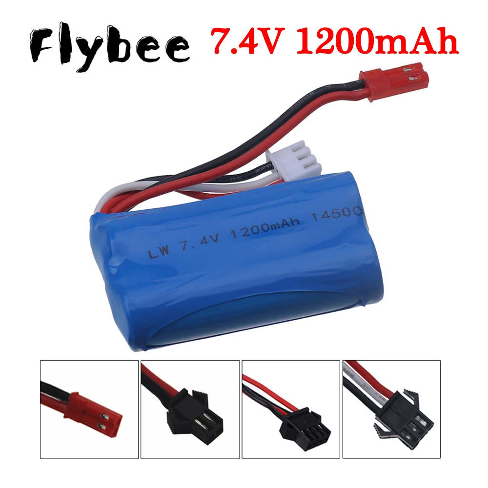 

7.4V 1200mAh 14500 Li-ion battery SM/JST Plug for Electric Toys water bullet gun toys accessory 7.4V battery for Vehicles RC toy