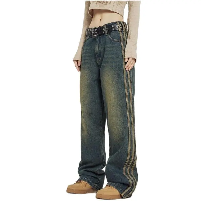 Vintage Wash Baggy Jeans Side Stripes Men Casual Denim Trousers Unisex Microhorn Floor Mop Cowboy Pants Tide Bottoms
Vintage Wash Baggy Jeans Side Stripes Men Casual Denim Trousers Unisex Microhorn Floor Mop Cowboy Pants Tide Bottoms